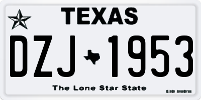 TX license plate DZJ1953