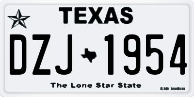 TX license plate DZJ1954