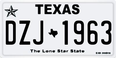 TX license plate DZJ1963