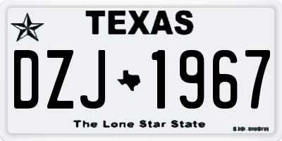TX license plate DZJ1967
