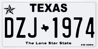 TX license plate DZJ1974
