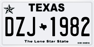 TX license plate DZJ1982