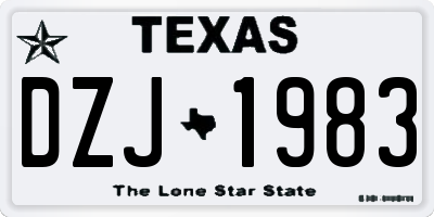 TX license plate DZJ1983
