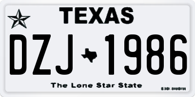 TX license plate DZJ1986