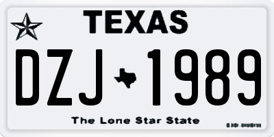 TX license plate DZJ1989