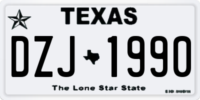 TX license plate DZJ1990