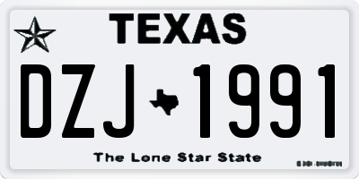 TX license plate DZJ1991