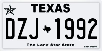 TX license plate DZJ1992