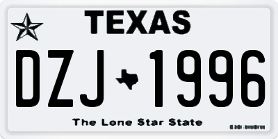 TX license plate DZJ1996