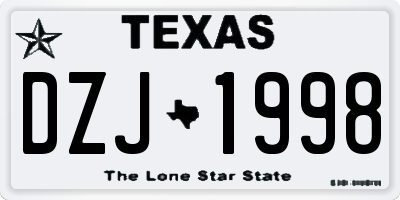 TX license plate DZJ1998
