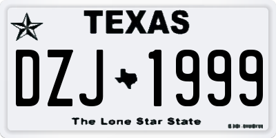 TX license plate DZJ1999