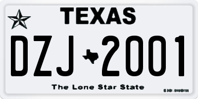 TX license plate DZJ2001