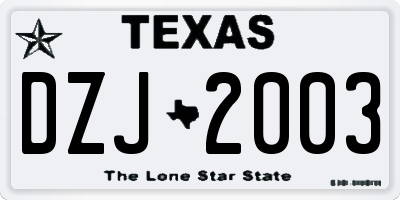 TX license plate DZJ2003
