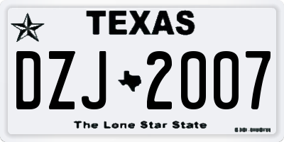 TX license plate DZJ2007