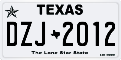 TX license plate DZJ2012