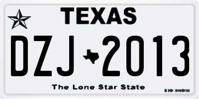 TX license plate DZJ2013