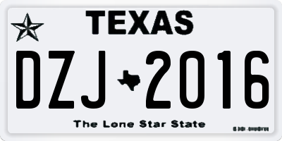 TX license plate DZJ2016