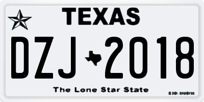 TX license plate DZJ2018