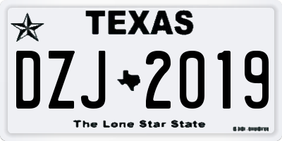 TX license plate DZJ2019