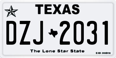 TX license plate DZJ2031