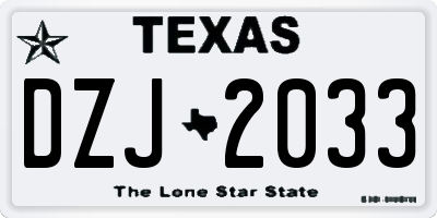 TX license plate DZJ2033