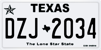 TX license plate DZJ2034