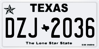 TX license plate DZJ2036