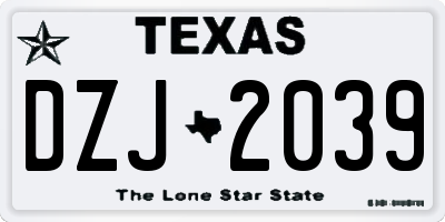 TX license plate DZJ2039
