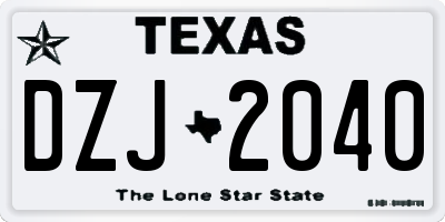 TX license plate DZJ2040