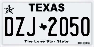 TX license plate DZJ2050