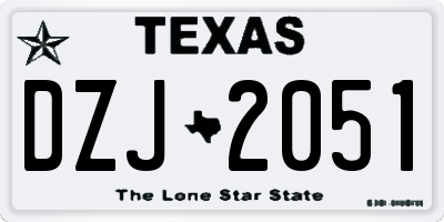 TX license plate DZJ2051