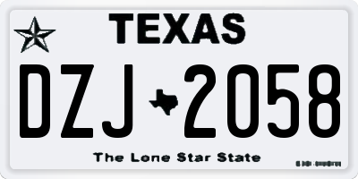TX license plate DZJ2058