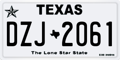 TX license plate DZJ2061