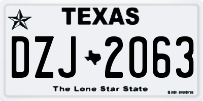 TX license plate DZJ2063