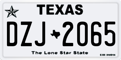 TX license plate DZJ2065