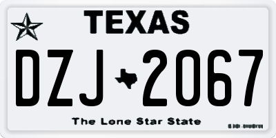 TX license plate DZJ2067