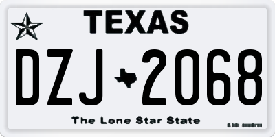 TX license plate DZJ2068