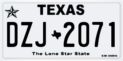 TX license plate DZJ2071