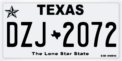 TX license plate DZJ2072