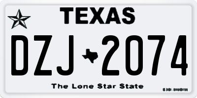 TX license plate DZJ2074