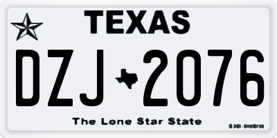 TX license plate DZJ2076
