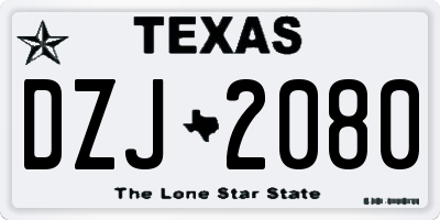 TX license plate DZJ2080