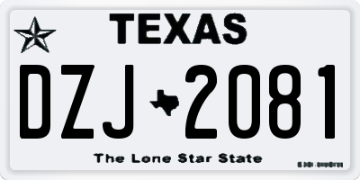 TX license plate DZJ2081