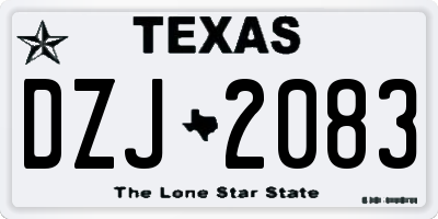 TX license plate DZJ2083