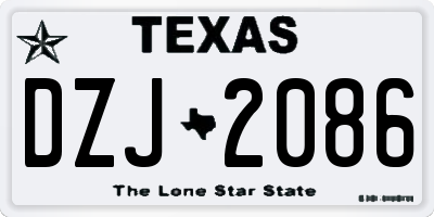 TX license plate DZJ2086