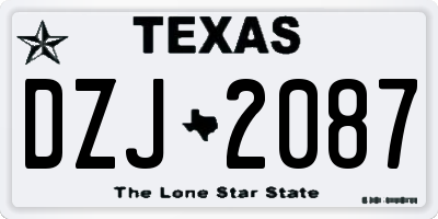 TX license plate DZJ2087