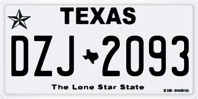 TX license plate DZJ2093
