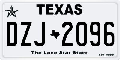 TX license plate DZJ2096