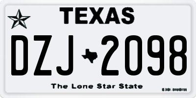 TX license plate DZJ2098