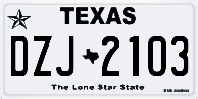 TX license plate DZJ2103